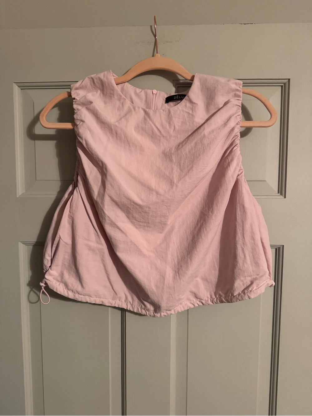 Deluc Light Pink Sleeveless Drawstring Hem Tank
